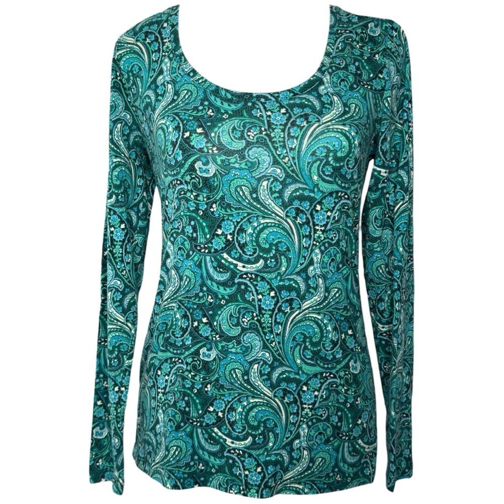 |EUC| ANN TAYLOR Paisley Long Sleeve Scoop Neck Shirt